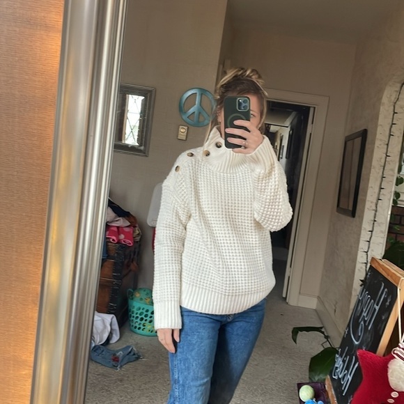 Ann Taylor The Weekend Chunky Knit Pop Over Turtleneck Sweater - Picture 9 of 10